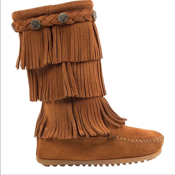 minetonka || Suede Fringe Kids Boots - Picture 1 of 5